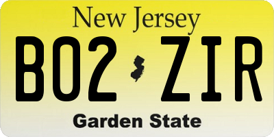 NJ license plate B02ZIR