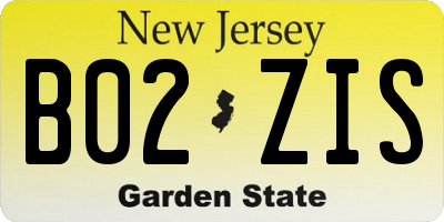NJ license plate B02ZIS