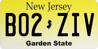 NJ license plate B02ZIV