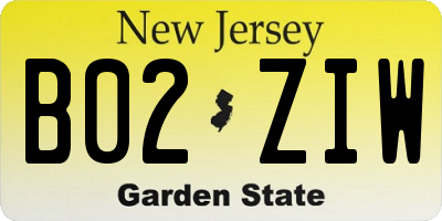 NJ license plate B02ZIW