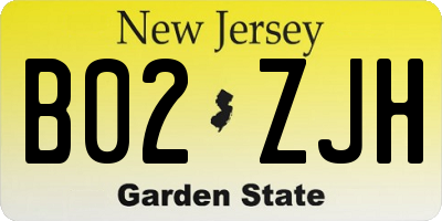NJ license plate B02ZJH