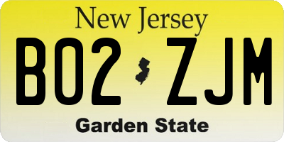 NJ license plate B02ZJM
