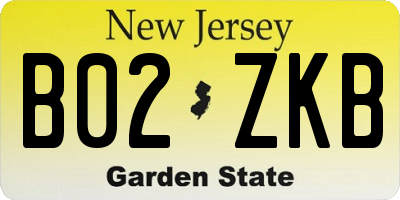 NJ license plate B02ZKB