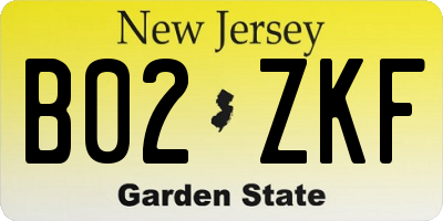 NJ license plate B02ZKF
