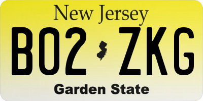 NJ license plate B02ZKG
