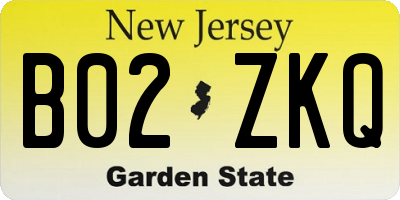 NJ license plate B02ZKQ