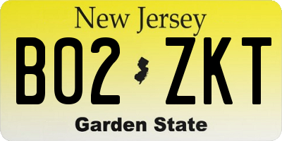 NJ license plate B02ZKT