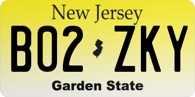 NJ license plate B02ZKY