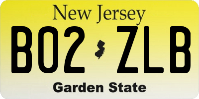 NJ license plate B02ZLB