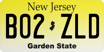NJ license plate B02ZLD