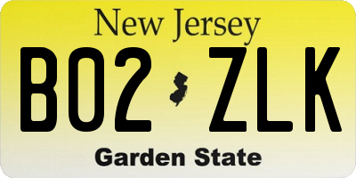 NJ license plate B02ZLK