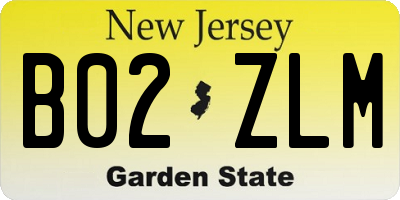 NJ license plate B02ZLM