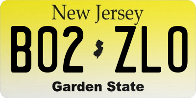 NJ license plate B02ZLO