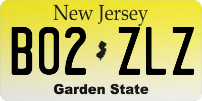 NJ license plate B02ZLZ
