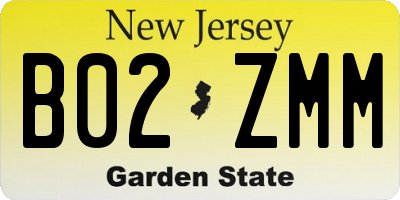 NJ license plate B02ZMM