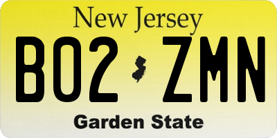 NJ license plate B02ZMN