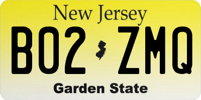 NJ license plate B02ZMQ