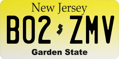 NJ license plate B02ZMV