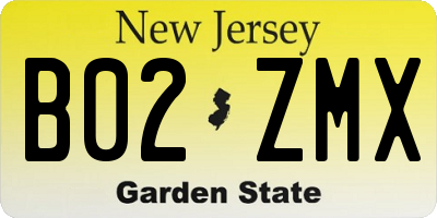 NJ license plate B02ZMX