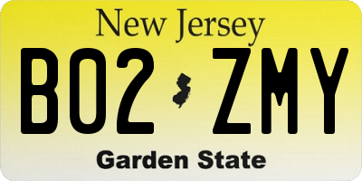 NJ license plate B02ZMY