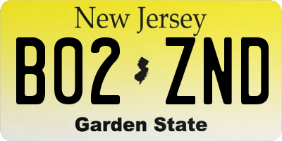 NJ license plate B02ZND