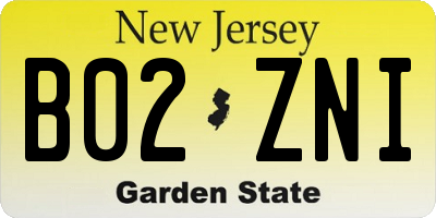 NJ license plate B02ZNI