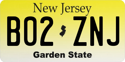 NJ license plate B02ZNJ