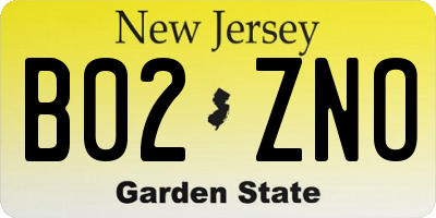 NJ license plate B02ZNO