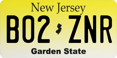NJ license plate B02ZNR