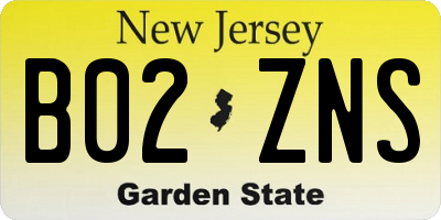 NJ license plate B02ZNS