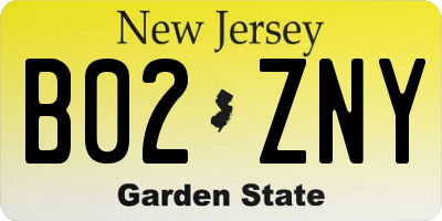 NJ license plate B02ZNY