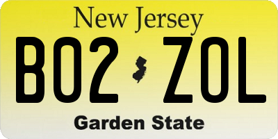 NJ license plate B02ZOL
