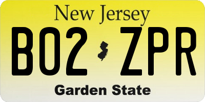 NJ license plate B02ZPR