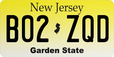 NJ license plate B02ZQD