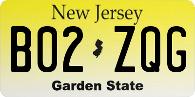 NJ license plate B02ZQG