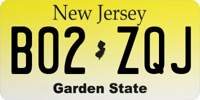 NJ license plate B02ZQJ