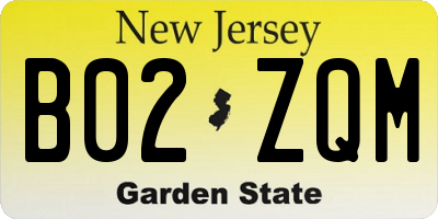 NJ license plate B02ZQM