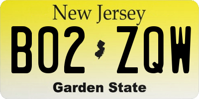 NJ license plate B02ZQW