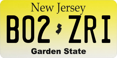NJ license plate B02ZRI