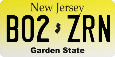 NJ license plate B02ZRN