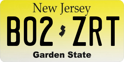 NJ license plate B02ZRT