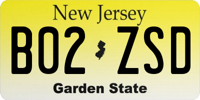 NJ license plate B02ZSD