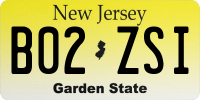 NJ license plate B02ZSI