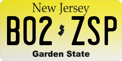 NJ license plate B02ZSP