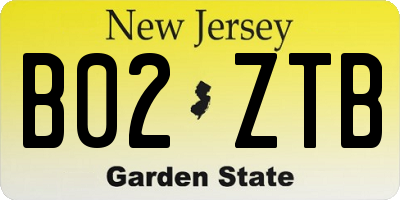 NJ license plate B02ZTB