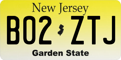 NJ license plate B02ZTJ