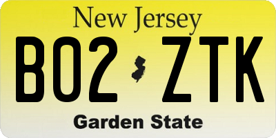 NJ license plate B02ZTK