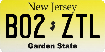 NJ license plate B02ZTL
