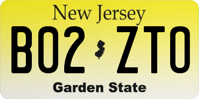 NJ license plate B02ZTO