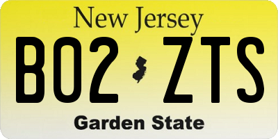 NJ license plate B02ZTS